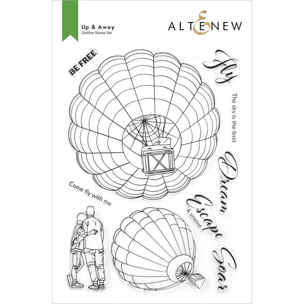 Altenew Up & Away Stamp and die set Couple hot air balloon soar come fly with me